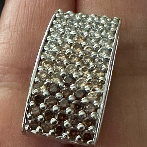 Dual sided cz paved stones mixed color rectangular pendant - Picture 2 of 16